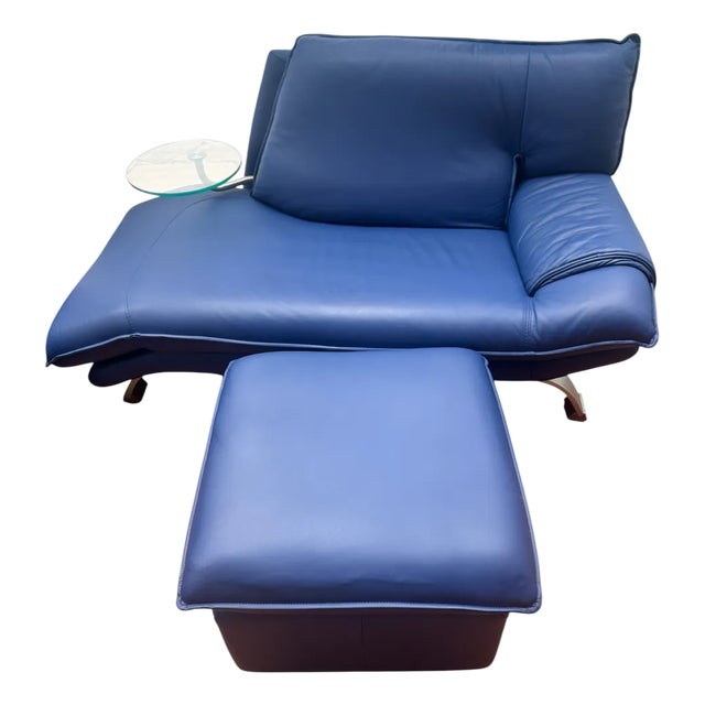 Set of Leather Daybed and Ottoman from Nicoletti, Italy, 1980s For Sale