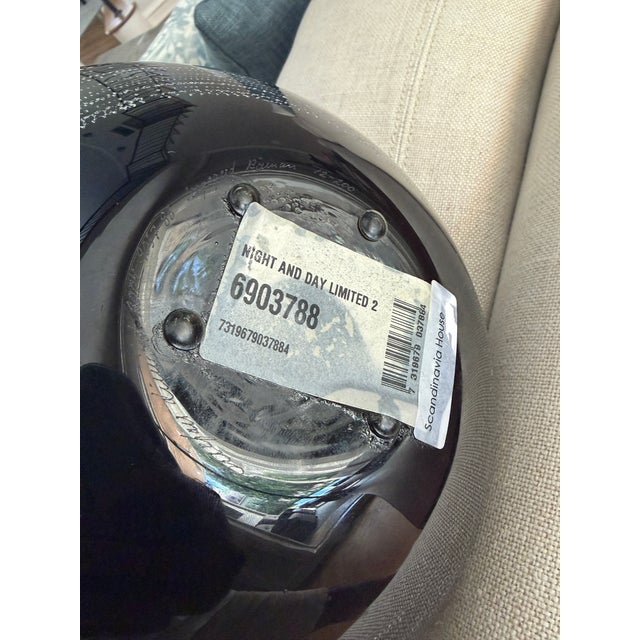 Signed Ingegerd Råman for Orrefors "Night & Day Limited 2" Black Art Glass Vase No. 12/200, 2004 For Sale - Image 4 of 11