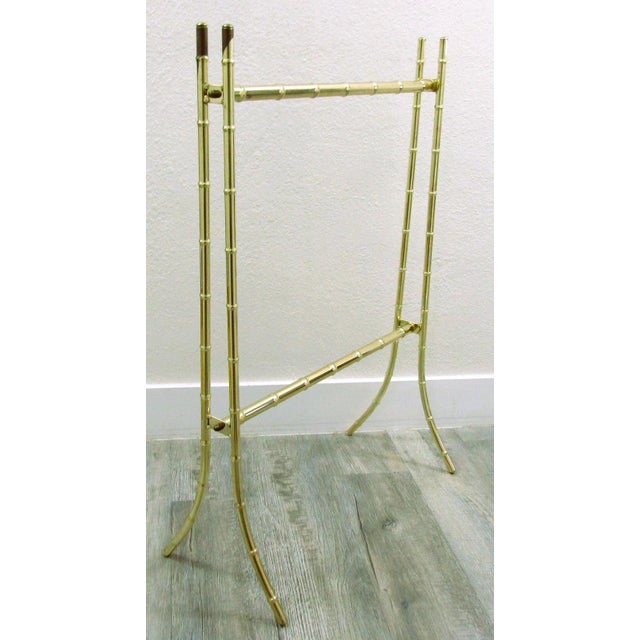 Vintage Hollywood Regency Brass Bamboo Towel Holder For Sale - Image 4 of 10