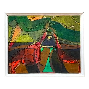 Vintage Boho Abstract Original Oil on Canvas Painting