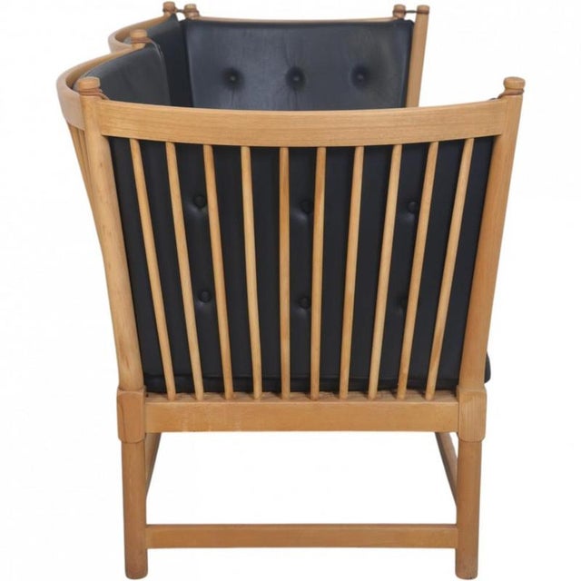 Spoke Back Sofa in Black Leather by Børge Mogensen, 1970s For Sale - Image 15 of 18