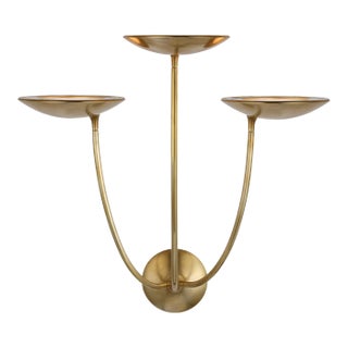Thomas O'Brien for Visual Comfort Signature Keira Large Triple Sconce in Hand-Rubbed Antique Brass For Sale