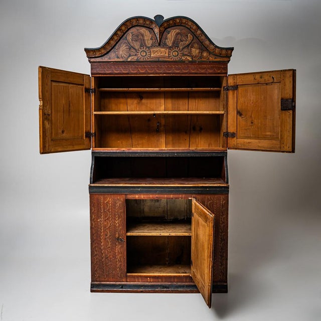 Hand-Painted Folk Armoire, Sweden, 1835 For Sale - Image 5 of 8