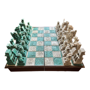 1960s Vintage Mayan Aztec Conqueror Chess Set - 33 Pieces