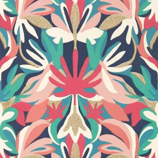 Harlequin Melora Wallpaper in Brazilian Rosewood/ Ink/ Amazonia For Sale