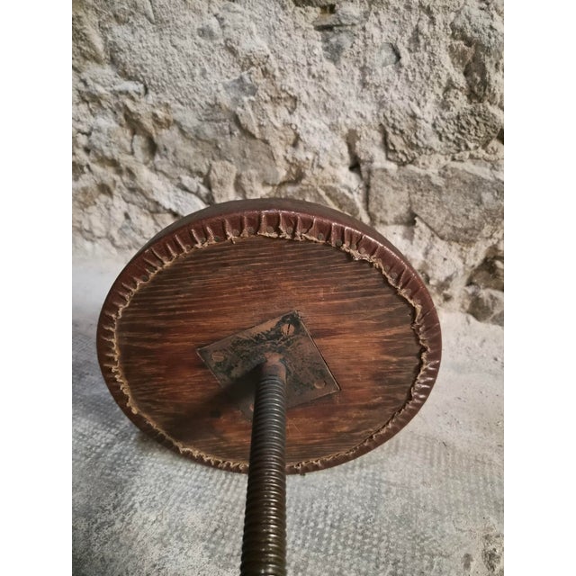 Antique Industrial French Adjustable Oak Workshop Stool, 1930s For Sale - Image 16 of 18