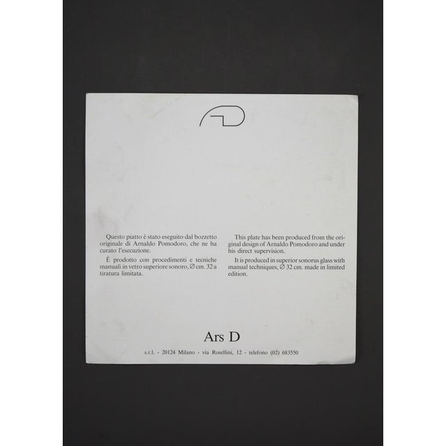 Glass Sculptural Glass Plate by Arnaldo Pomodoro, 1960s For Sale - Image 7 of 8