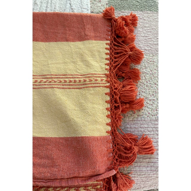 Textile Vintage Large Cotton Linen Coverlet or Tablecloth For Sale - Image 7 of 8