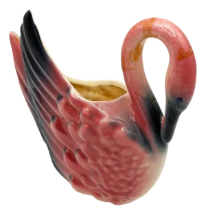 Mid 20th Century California Pottery Ceramic Tropical Pink Flamingo Planter