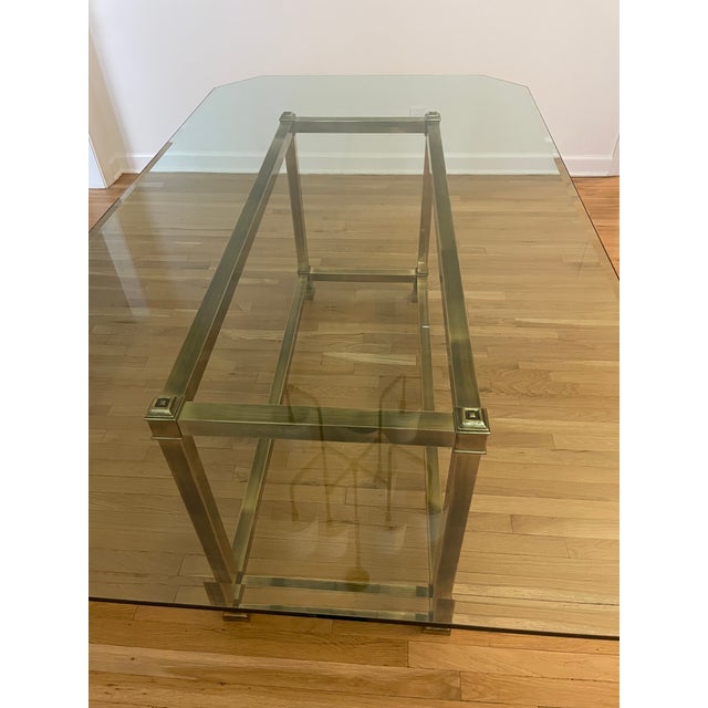 LaBarge Brass and Glass Dining Table with 1/2" beveled glass top. Original owner, purchased new in late 1980"s and only...