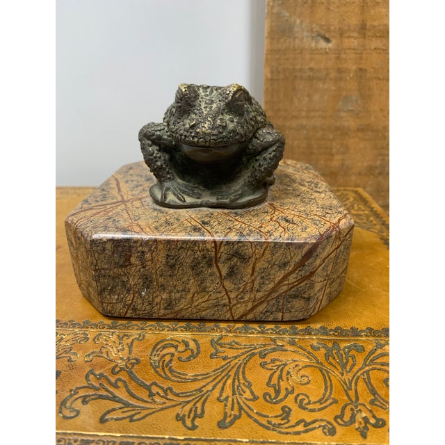 Bronze Toad Box on Marble Base