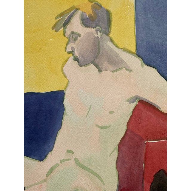 Original watercolor painting of a male nude by Seattle artist and architect, Jon Hall. Excellent and exciting use of...