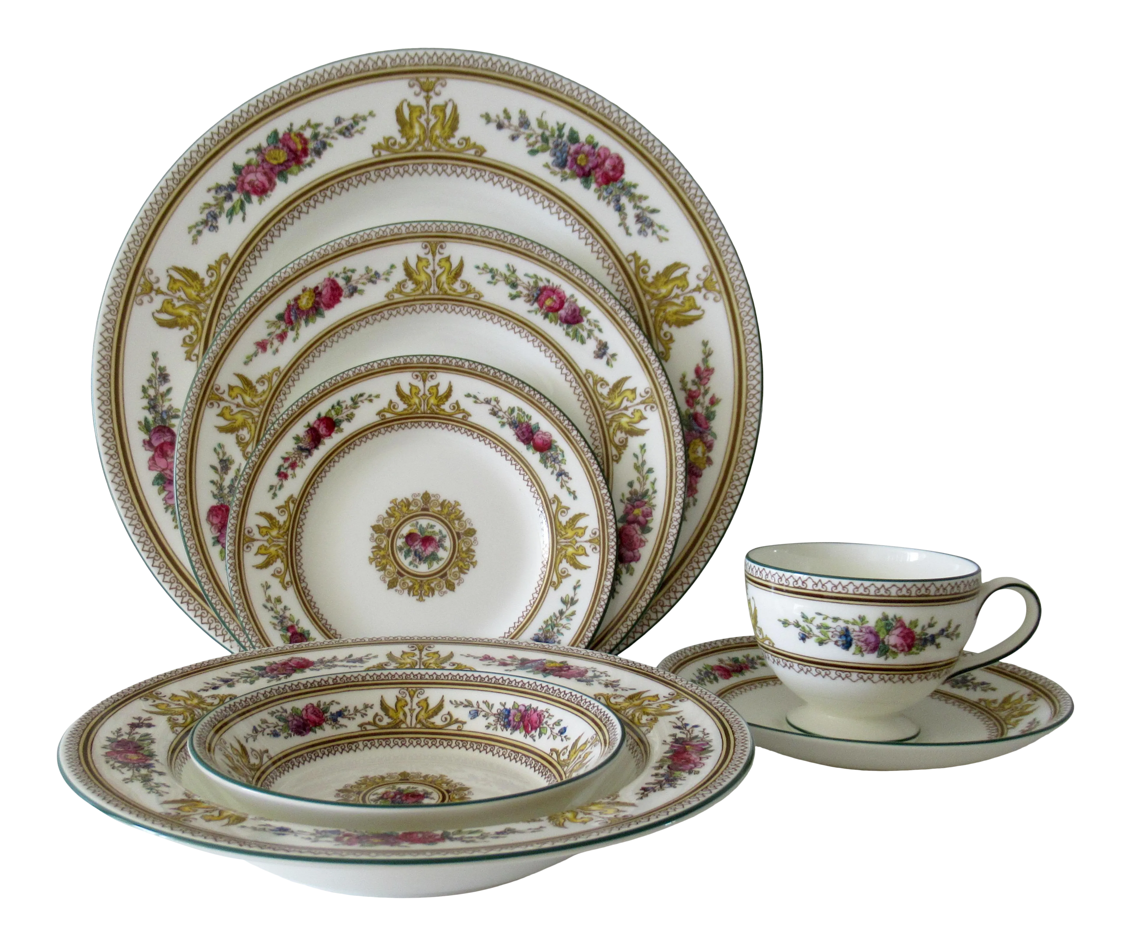 Lot De 15 Bols à Soupe Wedgwood Waverley En Porcelaine Fine (bone China) - Diamètre 8 Pouces, Circa 1988, Occasion