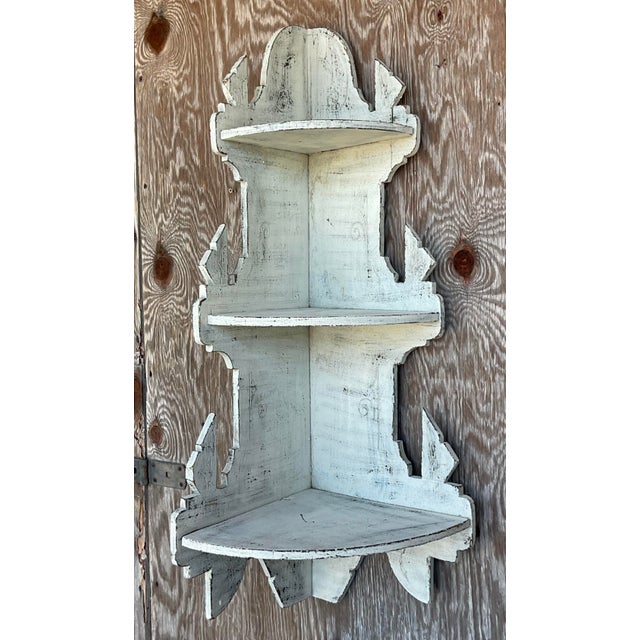 Mid 20th Century Primitive Corner Wall Shelf For Sale - Image 4 of 4