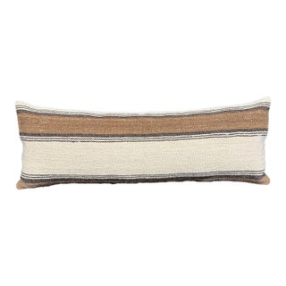 Turkish Hemp Pillow Cushion Natural Beige Brown Cushion Cover 14"x40" For Sale