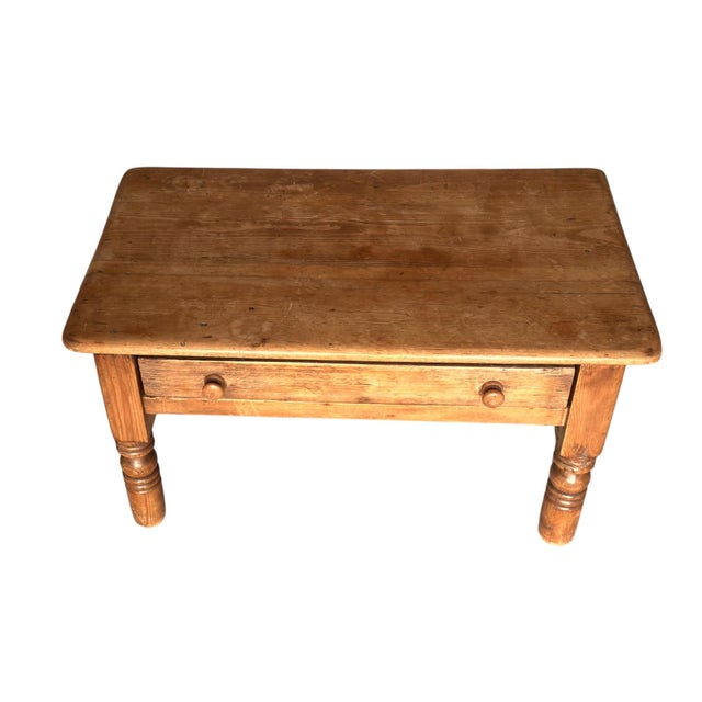 Victorian Pine Farmhouse Coffee Table with Drawer, 1860s For Sale - Image 4 of 9