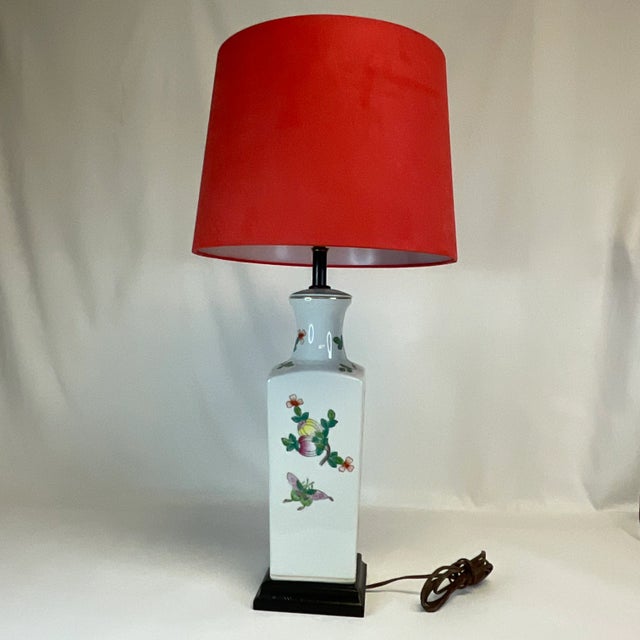 Vintage Chinoiserie Passion Fruit and Butterflies Table Lamp, New Suede Shade For Sale - Image 6 of 11