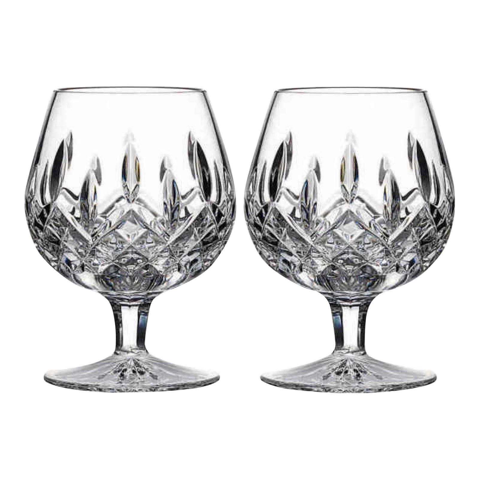 Pair of Vintage Cut Crystal Brandy Glasses by Waterford Crystal, C