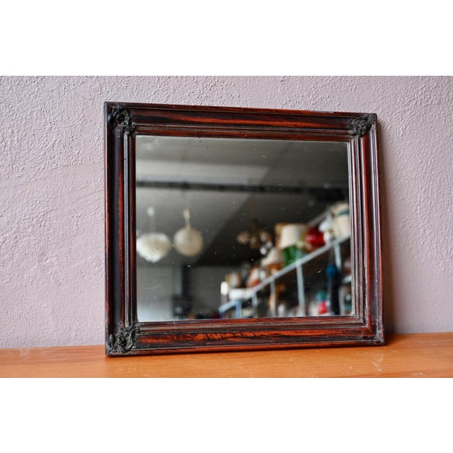 Brown Antique Napoleon III Bohemian Mirror in Painted Faux Wood, 1940s For Sale - Image 8 of 8