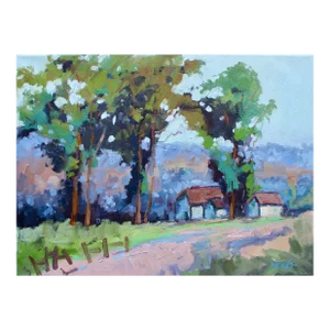 Eucalyptus Trees, Modern Impressionist Landscape Oil Painting
