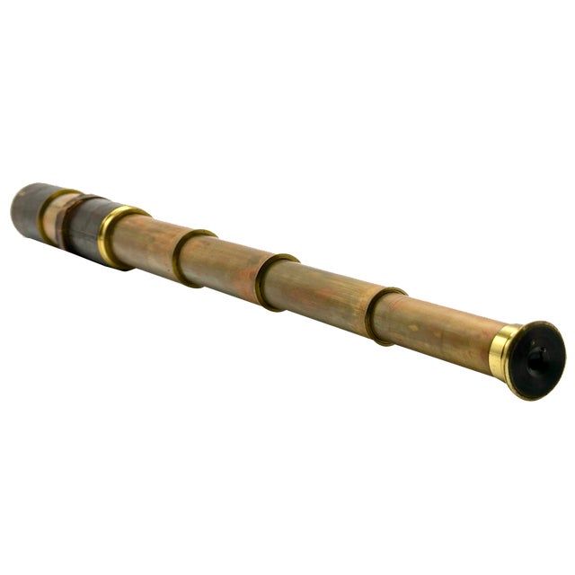 19th Century French Nautical Leather Bound Brass Telescope For Sale