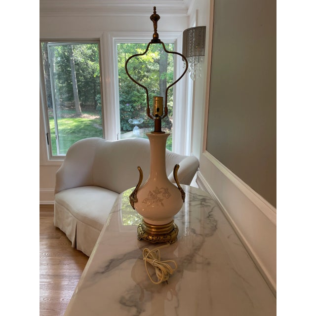 1940s 1940s Asian Style Lamp With Brass Handles and Base For Sale - Image 5 of 8