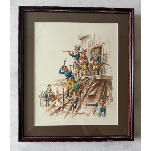 Mid 20th Century Pair of Framed Historical Illustration Prints of French Soldiers For Sale - Image 5 of 14