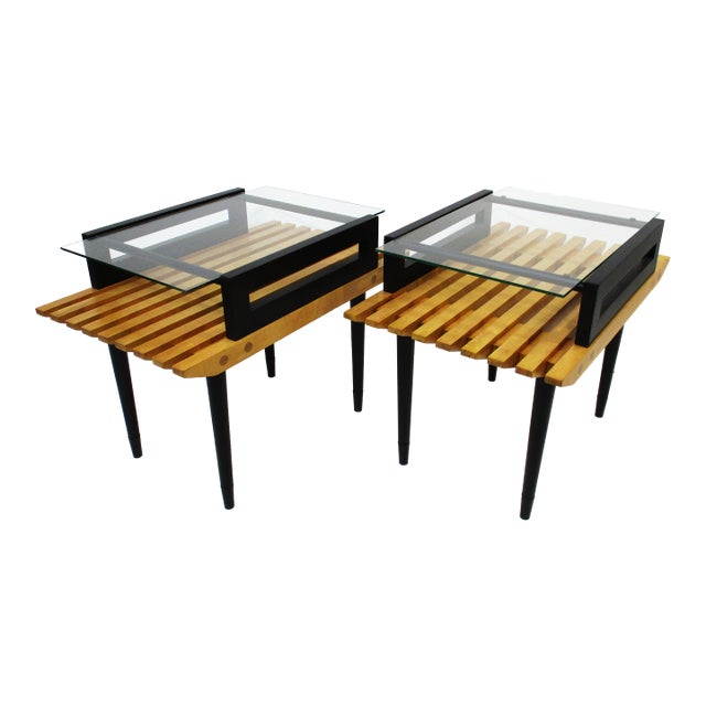 George Nelson Herman Miller Styled Slat Side Tables For Sale