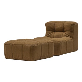 Kimba Easy Chair with Ottoman, Ligne Roset, 1973 by Michel Ducaroy for Ligne Roset, 1970s, Set of 2 For Sale