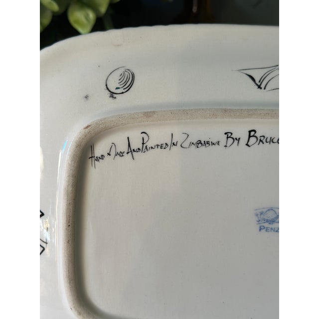 2005 Signed Penzo African Wildlife Ceramic Platter For Sale - Image 11 of 11
