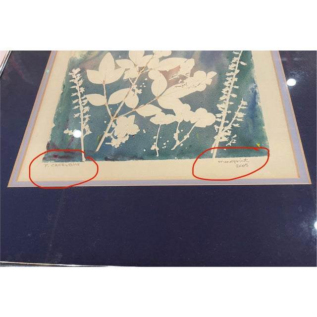 Original Signed Botanical Monoprint by P. Cherubini, 2005, Framed Contemporary Organic Modern Art For Sale - Image 4 of 4