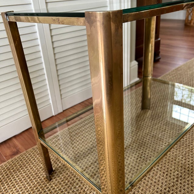 Brass Transitional Brass and Glass Side Tables - a Pair For Sale - Image 8 of 9