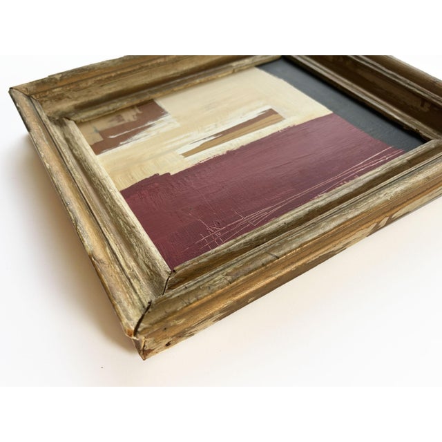 Paint “Romantic” Abstract Art in Antique Distressed Frame, Transitional Living Room Art by JTS For Sale - Image 7 of 10