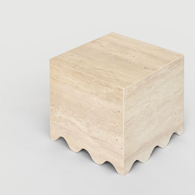 Contemporary Flow Travertine Side Table by Kiwano Concept For Sale - Image 3 of 6