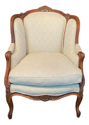 Classic French Louis XV Intricately Carved Walnut Wing Chair