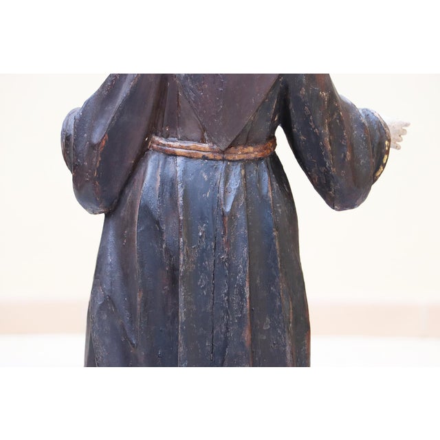 Antique Large Saint Anthony of Padua With Glass Eyes and the Child Jesus, 18th Century, Portuguese For Sale - Image 17 of 18