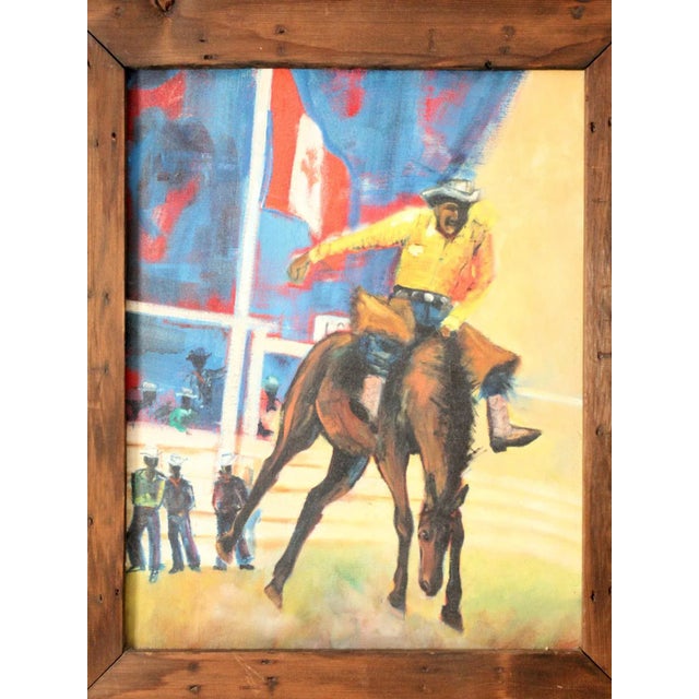 American Vintage Rodeo Oil Painting For Sale - Image 3 of 11