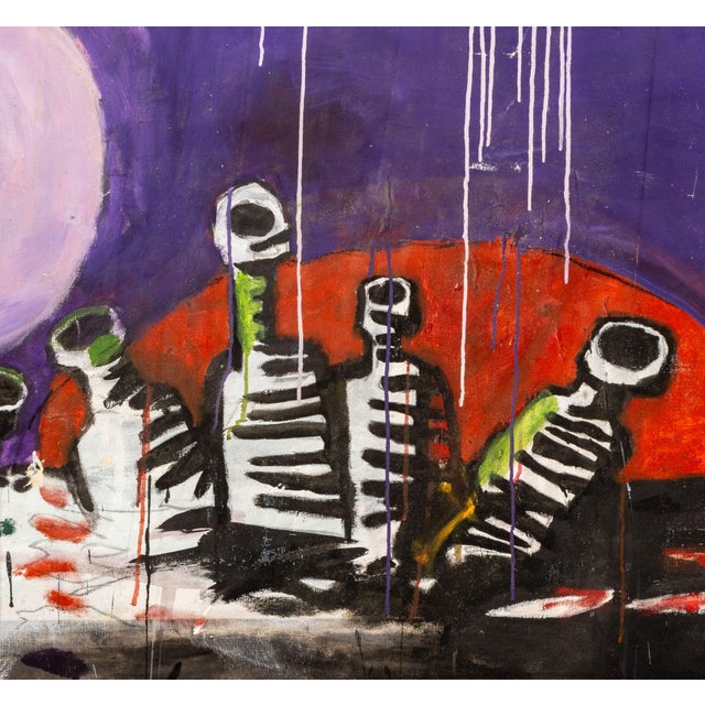 Domenick Capobianco (American, b. 1928), Green Bottles with Smoking Man on Purple Ground, Oil on Canvas, unsigned,...