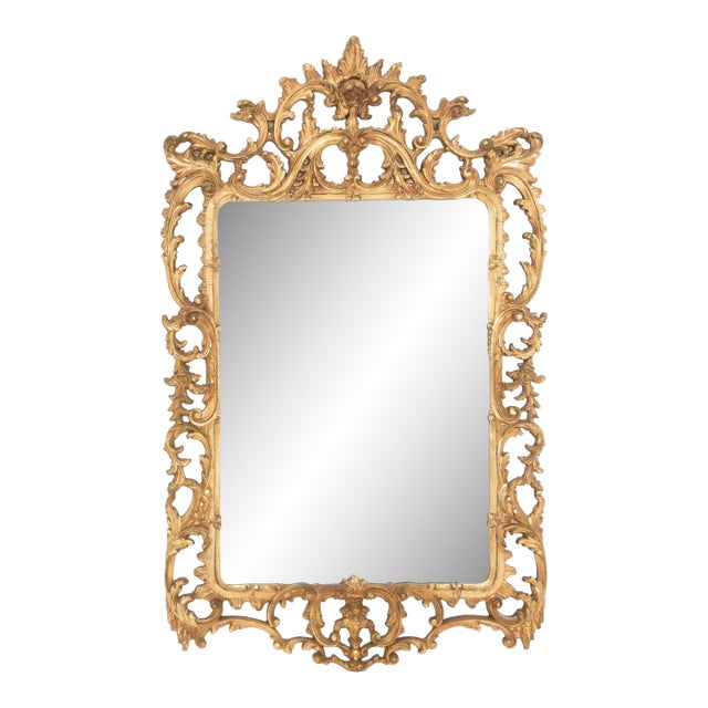 Rococo Style Silvered and Gilt Framed Mirror For Sale