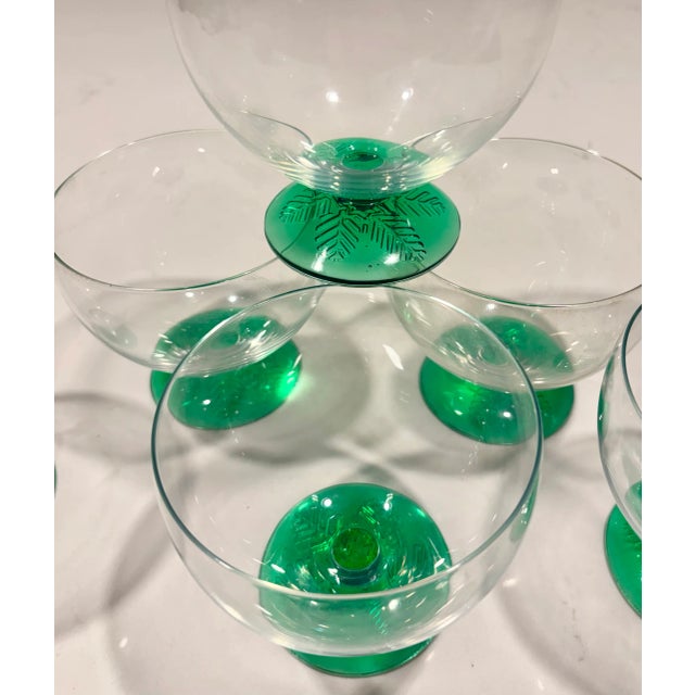 Glow Green Footed Dessert Glasses by Mikasa- Set of 6 For Sale - Image 10 of 12