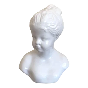 Vintage White Italian Pottery Bust of a Girl
