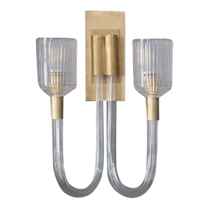 Kelly Wearstler for Visual Comfort Reverie Fluted Glass Sconce Aged