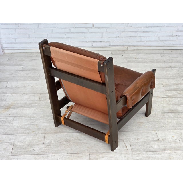 Vintage Scandinavian Lounge Chair in Furniture Leather, 1970s For Sale - Image 18 of 18