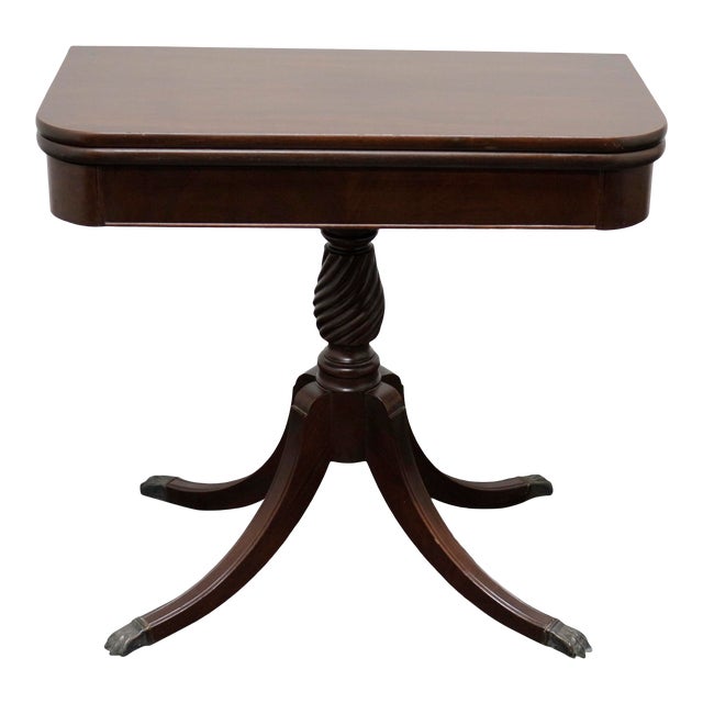 Brandt Sheraton Style Mahogany Swivel FlipTop Game Table / Console Chairish
