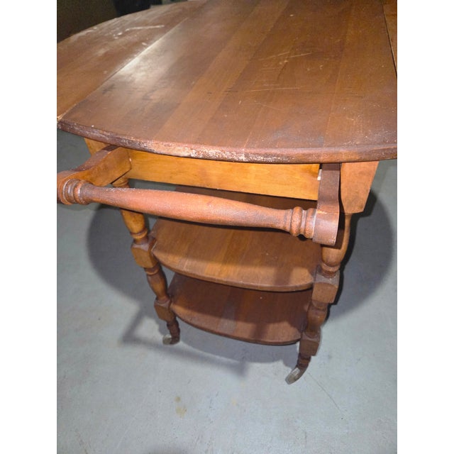 Wood 1960s Drop Leaf Tea Cart For Sale - Image 7 of 16