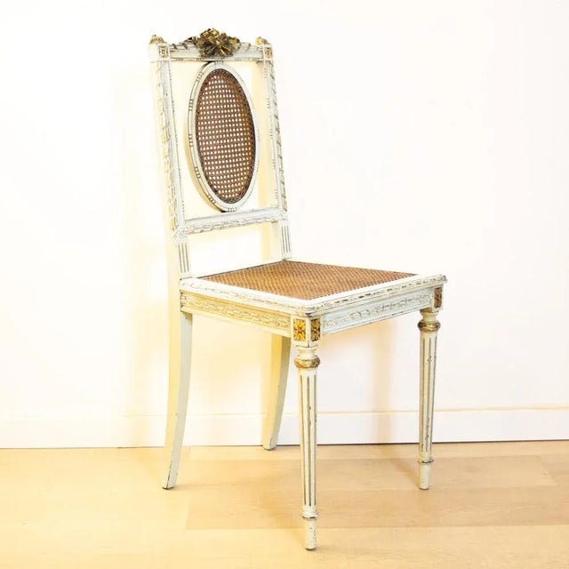 Wood Louis XV Style Off White and Gold Detailed Chair, 1930s For Sale - Image 7 of 11