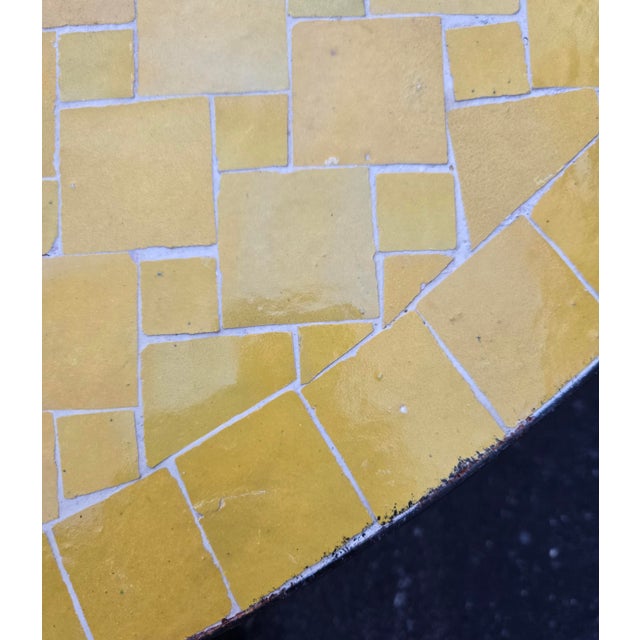 48" Handcrafted All Yellow Moroccan Mosaic Table, Squares For Sale - Image 4 of 7