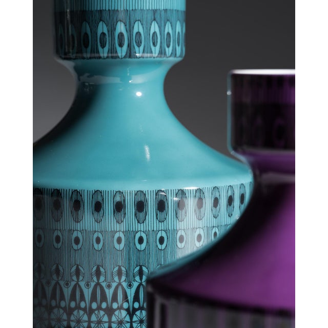 1960s Turquoise and Purple Porcelain Vases by Hans Theo Baumann for Rosenthal, 1964, Set of 2 For Sale - Image 5 of 14