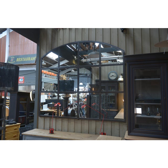 Industrial Rounded Metal Mirror, 1930 For Sale - Image 14 of 14