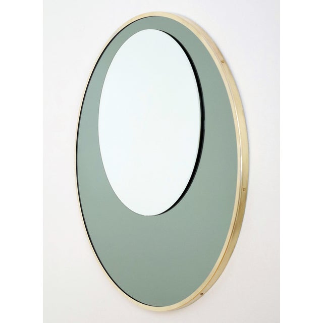Italian Double Glass Wall Mirror with Brass Frame, 1970s For Sale - Image 3 of 17